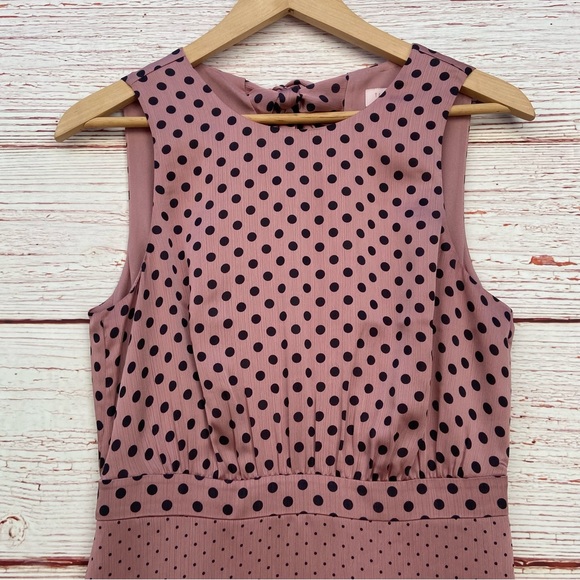 Ted Baker Izziie Mix Polka Dot Midi Dress in Dusky Pink Sz 1 Sz 4 - Picture 12 of 16